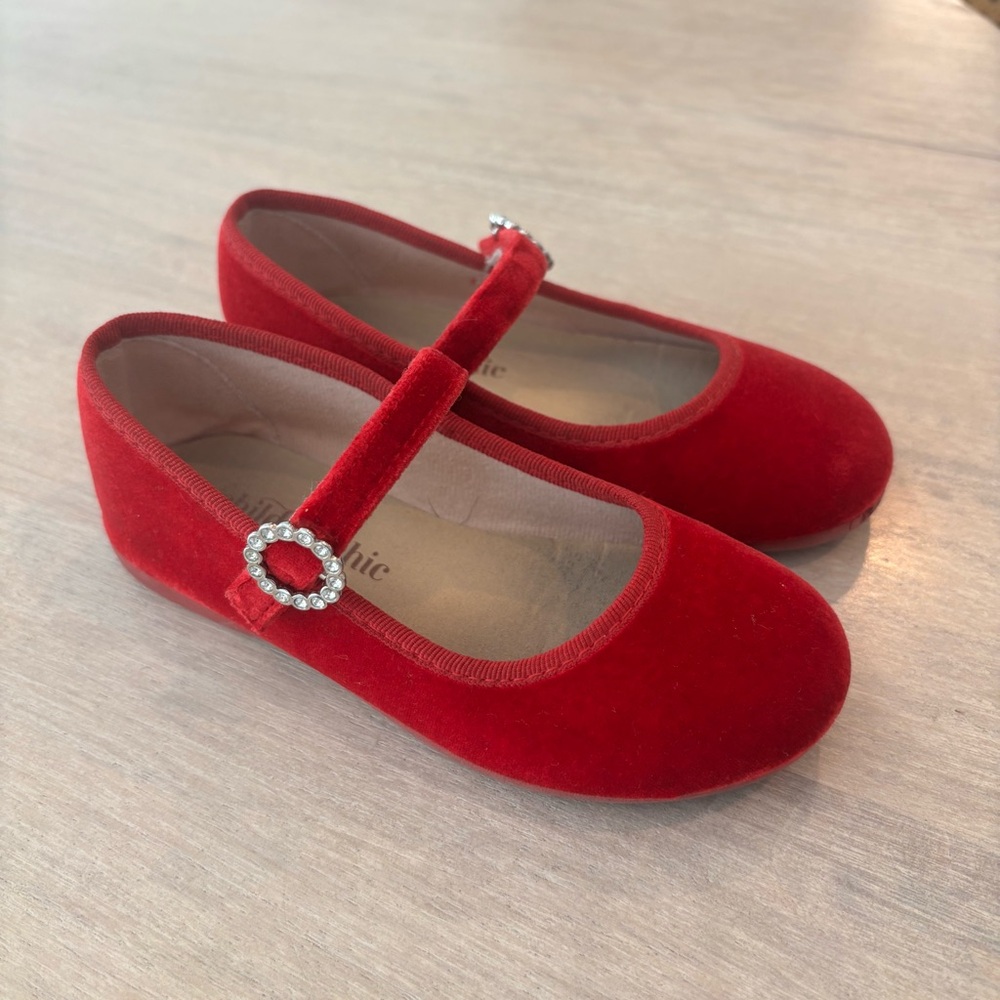 Chic Red Velvet Kids Dress Shoes